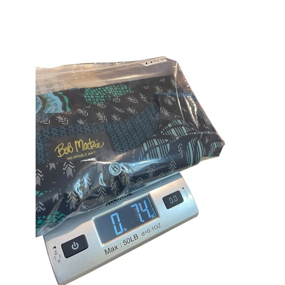 Bob Mackie Wearable Art 2X Teal Blue Floral Abstract Print Sheer Button Up Top - Picture 12 of 13